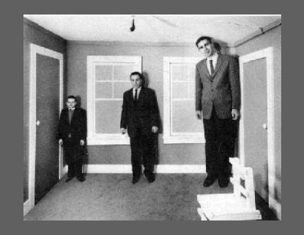 "Chambre de Ames", photo avec 3 personnes.
